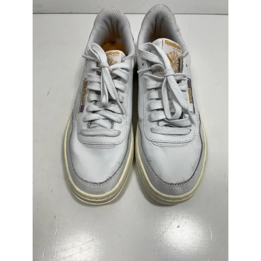 Size 8.5 - Reebok Court Peak White Bright Ochre Women’s 10